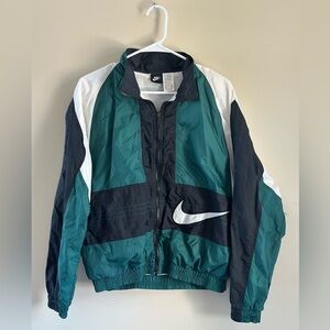 NIKe Vintage 90s Big Large Giant Swoosh Logo Green White Windbreaker Jacket S
